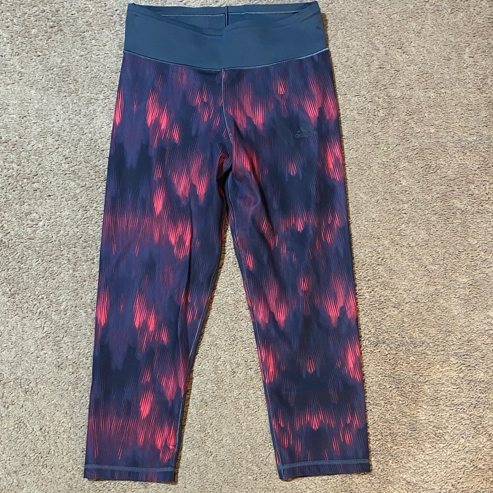 Adidas Grey, Black & Pink Capri Leggings